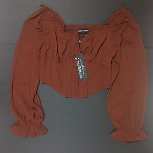 Elegant Off-Shoulder Rust Blouse